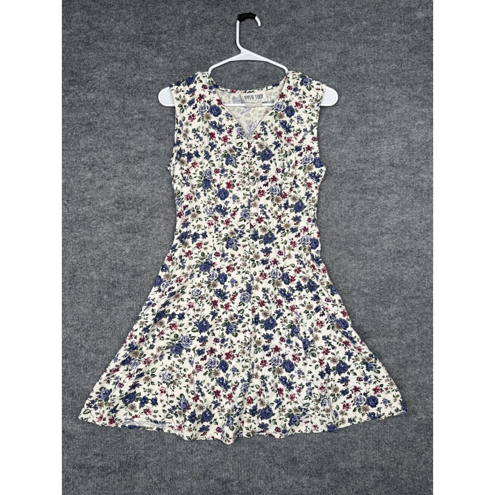 Byer Too! Floral‎ Button Front Dress Womens Size 1 Excellent Vintage 90s